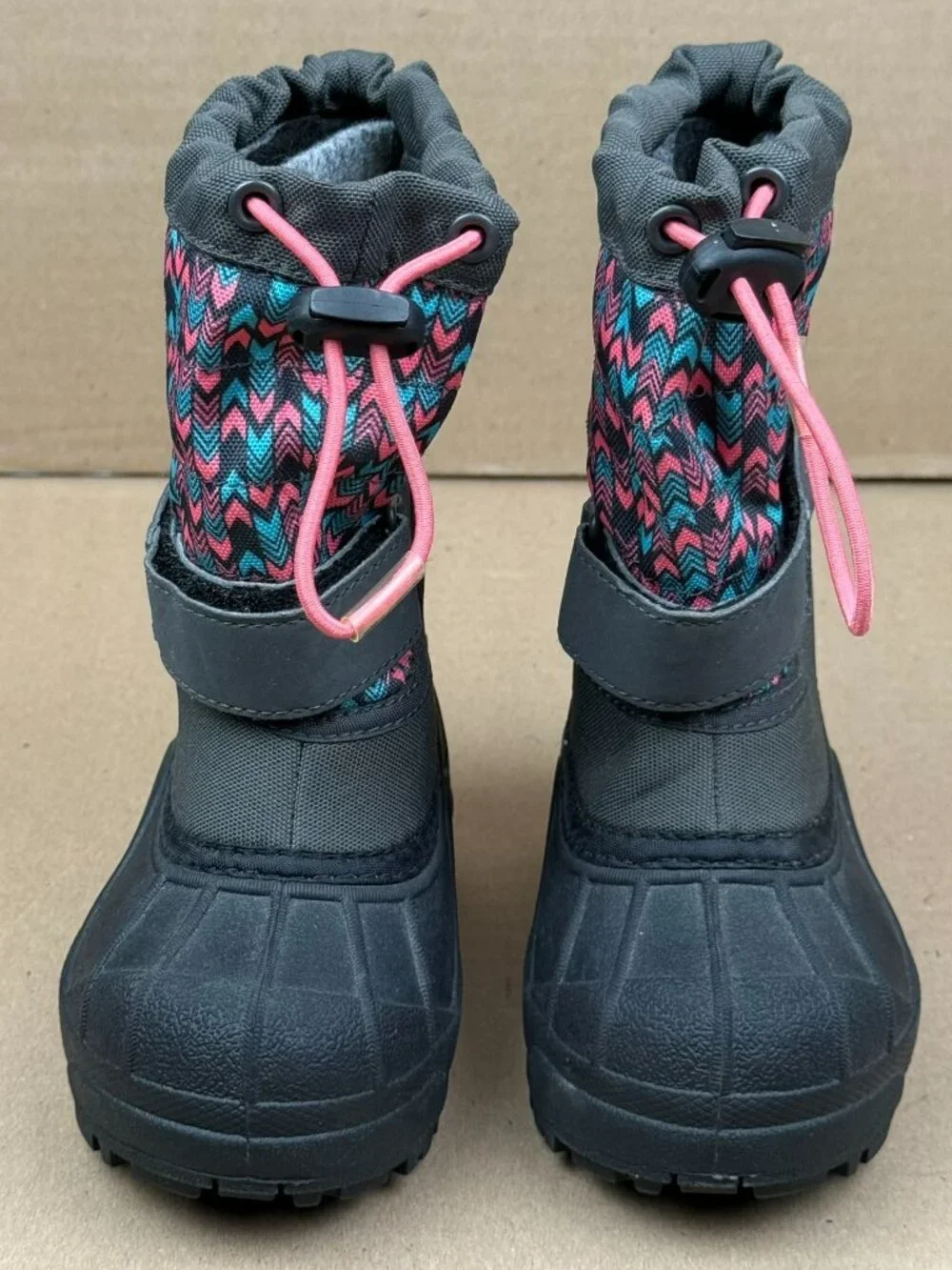 Columbia Youth Kids Waterproof Winter Snow Boots Size 8 Black Pink Teal